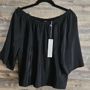 Amanda Uprichard Black Off-the-Shoulder Blouse